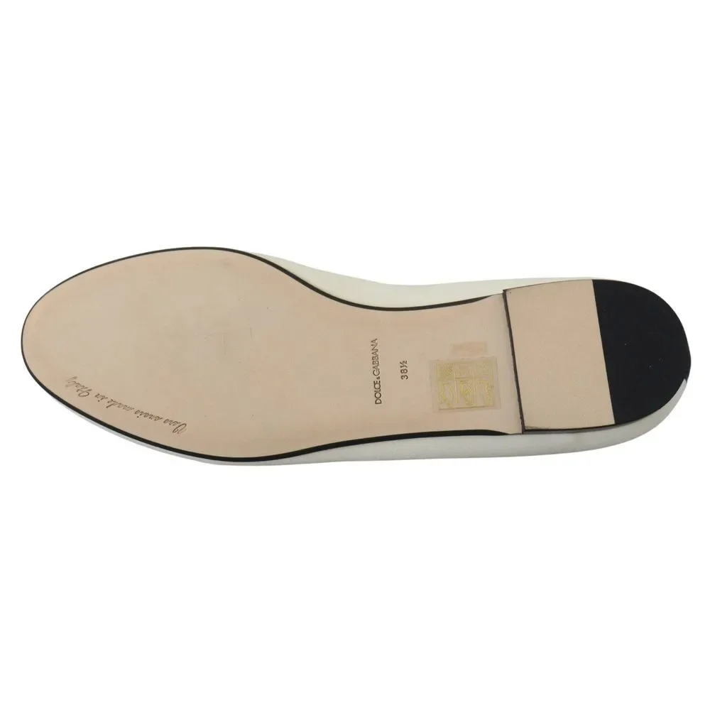 Dolce & Gabbana Elegant White Velvet Loafers with Gold Heart Detail - Picture 7 of 9